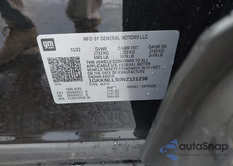 2022 GMC Acadia Awd At4 from USA, damaged, VIN 1GKKNLLS0NZ121238